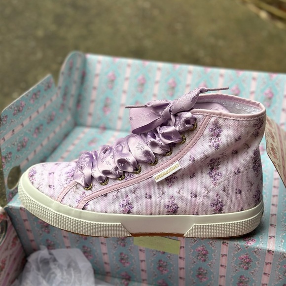 LoveShackFancy x Superga Hightop Purple Sneakers - Picture 5 of 7